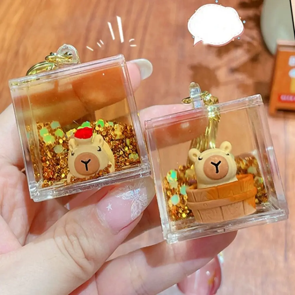 Подвеска с капибарой, брелок с капибарой, маленькие подарки, милый мультяшный кулон в виде бутылки зыбучих песков, украшение для сумки