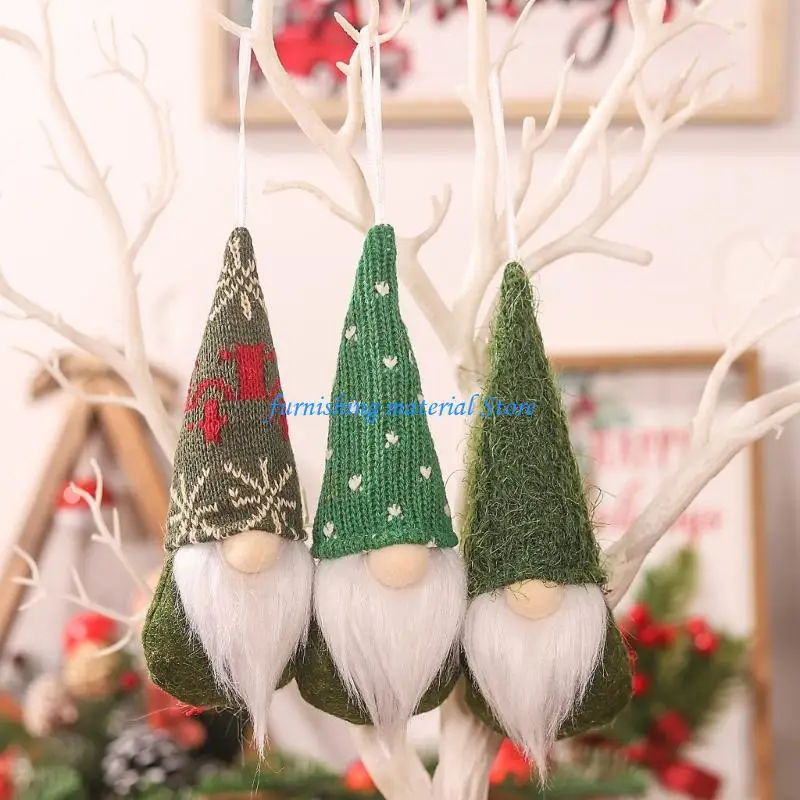 

Y5GD Handmade Christmas Gnomes Ornament Knit Fabric Hanging Decoration for Holiday