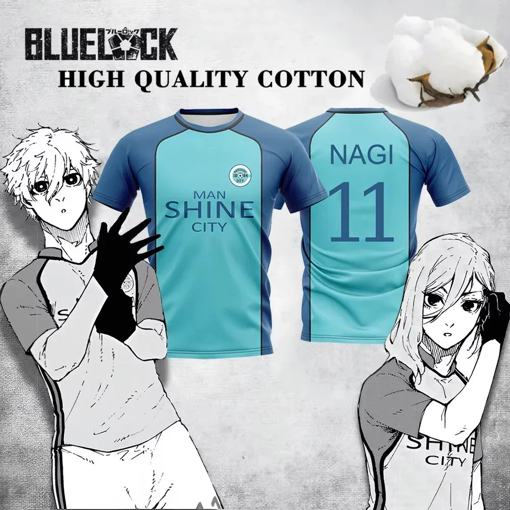 

Cotton Blue Lock Football Uniform T-shirt Man Shine City NAGI Jersey Japanese Anime Sports T Shirts Hyoma Chigiri Tops Unisex