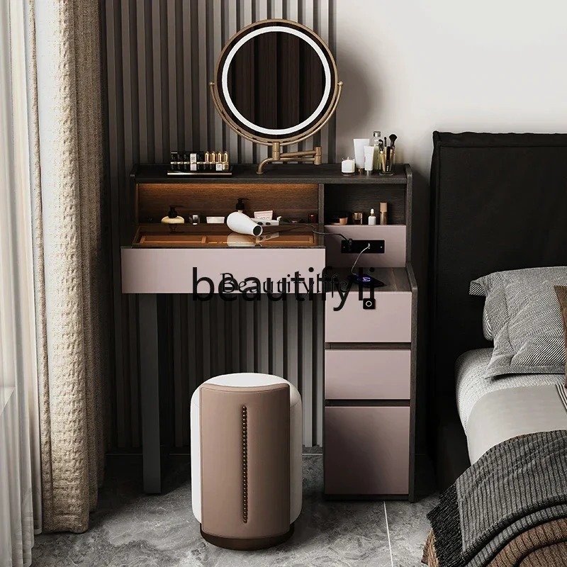 

Italian solid wood dresser storage cabinet integrated with lock master bedroom bedside multi-functional makeuptable