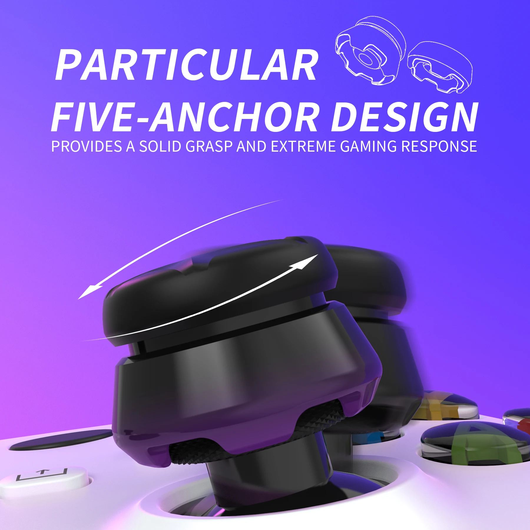 Przedłużacz drążka PlayVital Thumbs Pro RAZOR do kontrolera Xbox Core, nakładki na joystick do kontrolera Xbox One - 4 kolory