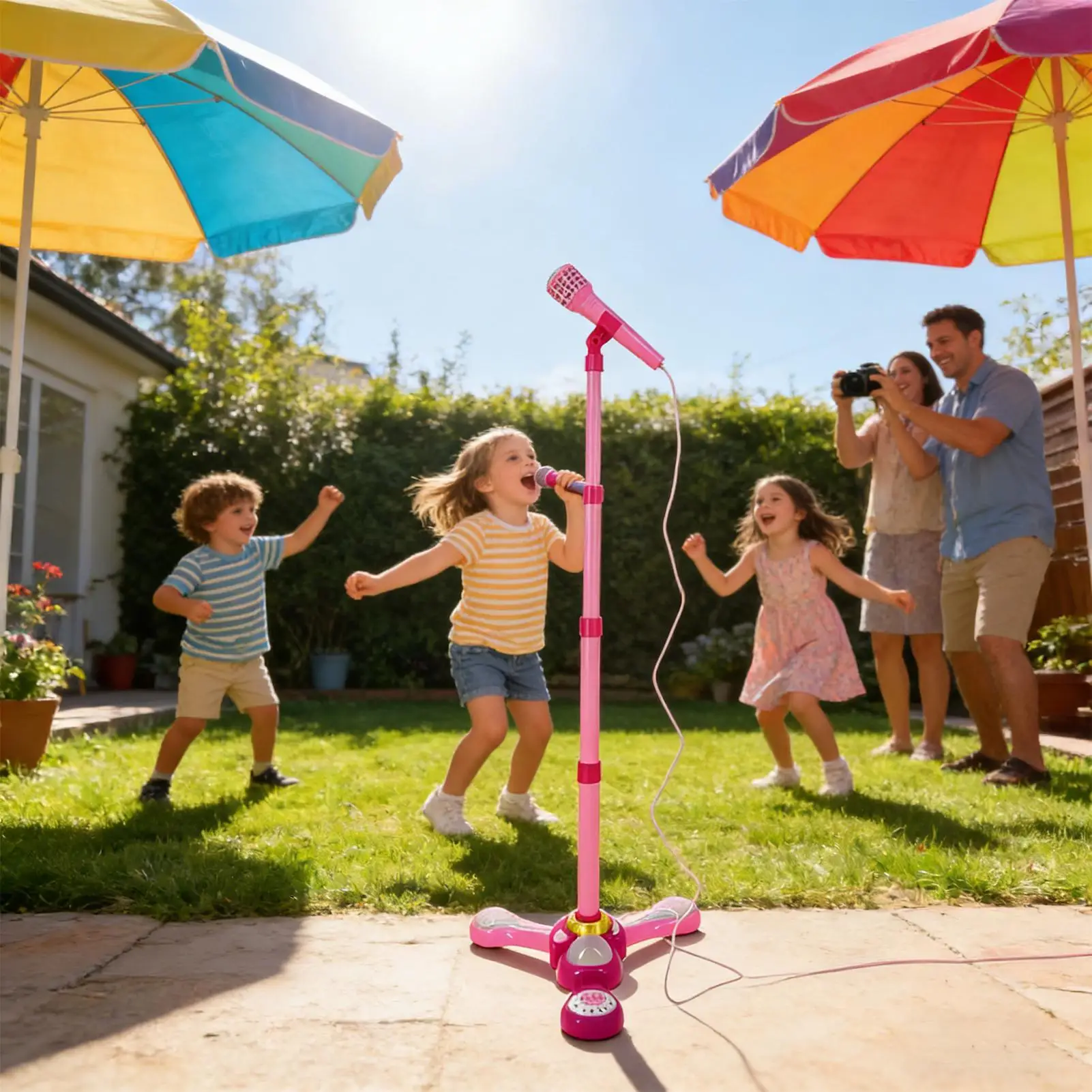 Microfono e supporto per bambini Luci colorate Macchina per karaoke Microfono musicale per bambini per cantare per bambini Aula per ragazze