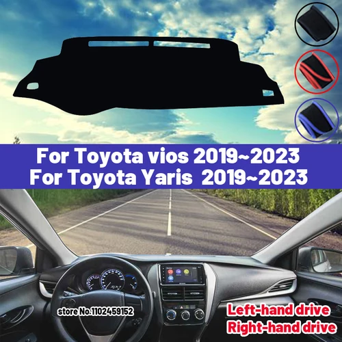 고품질 자동차 대시 보드 커버 매트 햇빛 그늘 방지 패드 카펫 자외선 차단, Toyota Vios Yaris 2019 2020 2021 2022 2023 