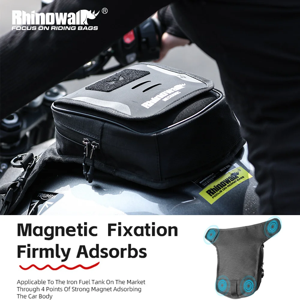 

Rhinowalk Motorcycle Tank Bag 2.4L Motor Leg Bag Waist Bag With Magnetic Adsorption Rain Cover Installation Multi-Compartment