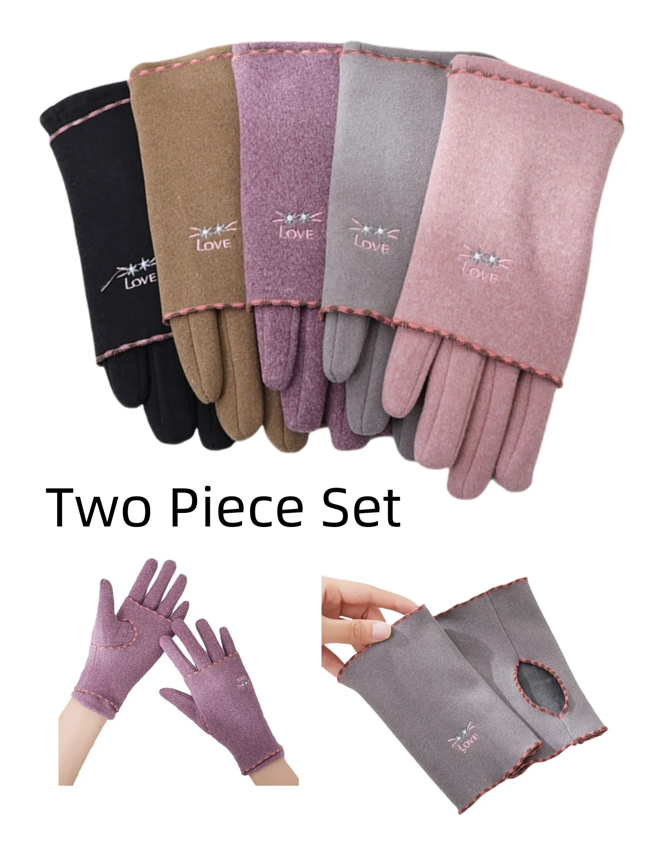 Two Piece Set Winter Winter Cycling German Velvet Gloves Women Keep Warm Outdoor Bike Motorcycle Guants accesorios bicicleta