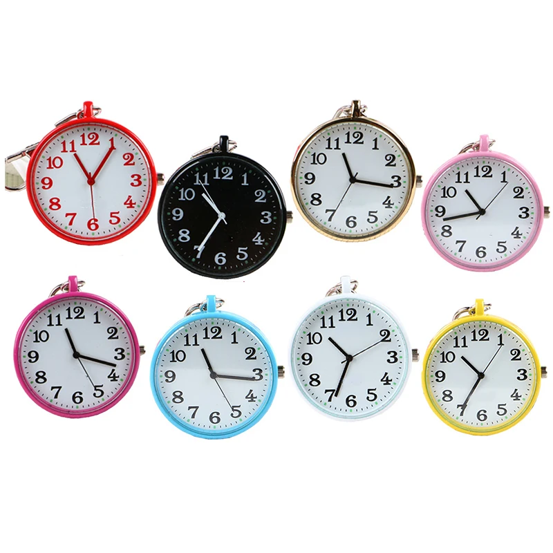 Reloj de bolsillo para ancianos de cuarzo, esfera grande, sin cubierta, collar de número grande, reloj luminoso para niños, reloj de enfermera, llavero