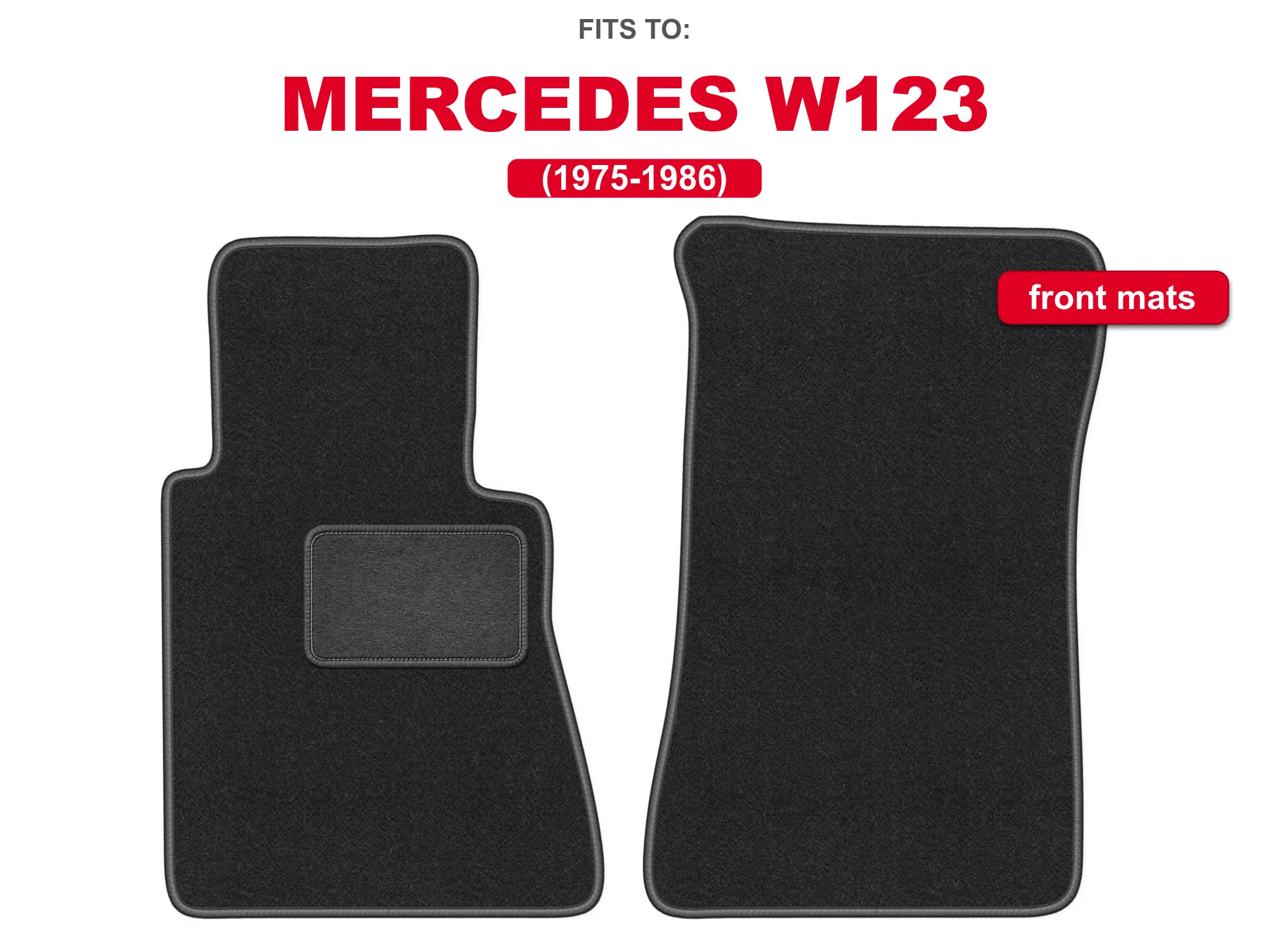 Velour vloermatten voor: Mercedes W123 1975-1986 sedan, Grafiet stationwagen kit auto voorvloermatten voor voertuigvloer