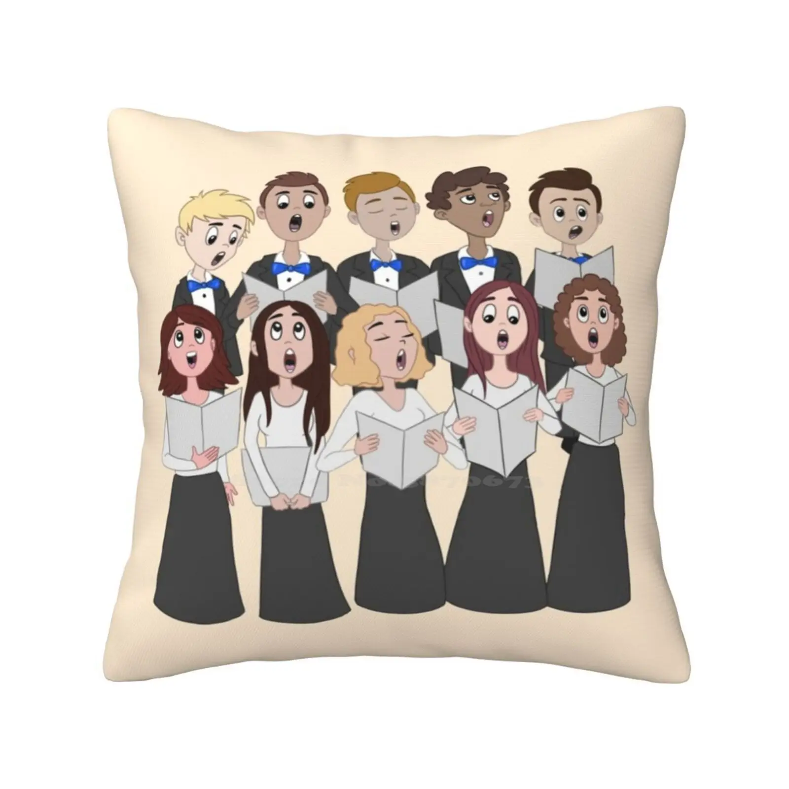 Unisex Choir Pillow Cover Hug Pillowcase Show Choir Swing Choir Choir Drawing Unisex Choir Men And Women Choir Singing Drawing