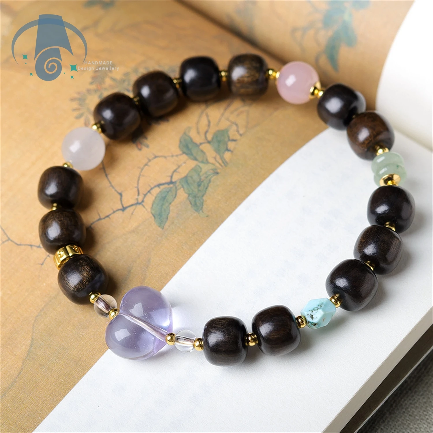 Handmade Bracelet Natural Medicinal Agarwood Beads Bodhi Root Peach Charm Old Barrel Shape Beads Macrame Chinese Style Jewelry view 5