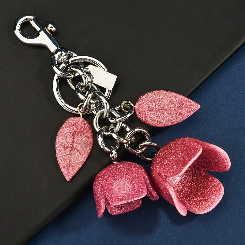 

Crystal flower bag pendant, lady's tassel flower bag accessory, the best-selling rose keychain