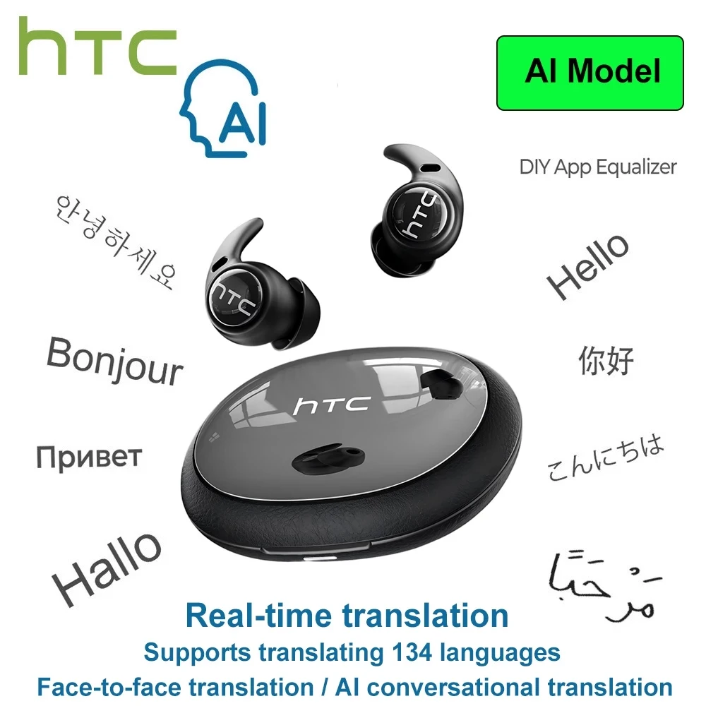Geräuschreduzierende Schlaf-Ohrhörer HTC Original NE76 AI-Übersetzungs-Kabellose Bluetooth-Kopfhörer HIFI Musik Stereo-Sound Headset