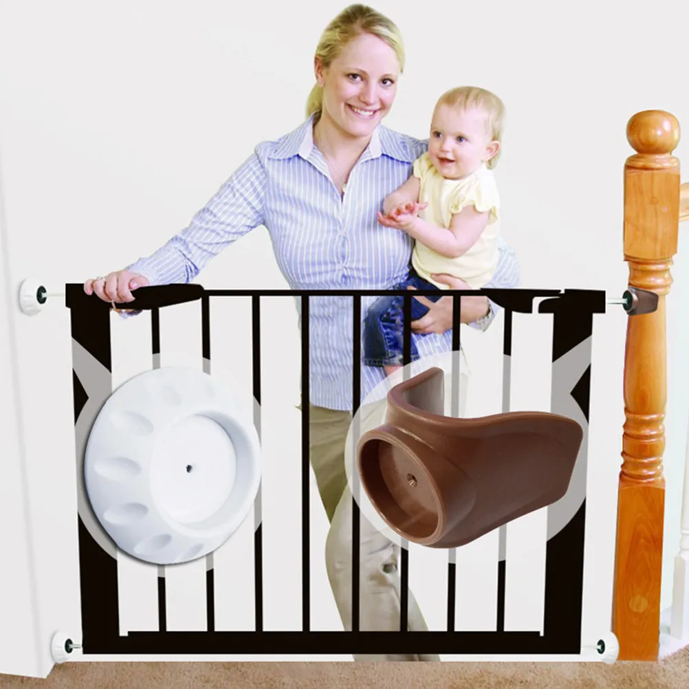 

4Pcs Solid Wall Guard Baby Pet Safety Gate Protector Pad Round Doorway Wall Bumper Scuff Proof Cup Pressure Mounted Fence
