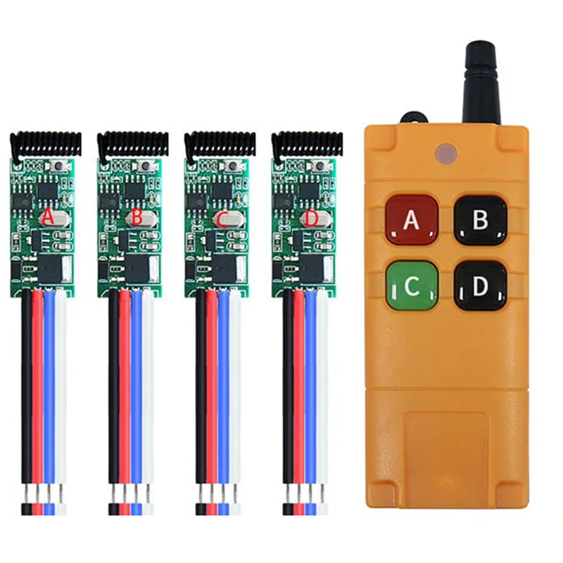 433MHz DC 3.6V-24V 12V Universal Wireless Micro Remote Control Switch Long Range Mini Receiver Transmitter LED Light Controller