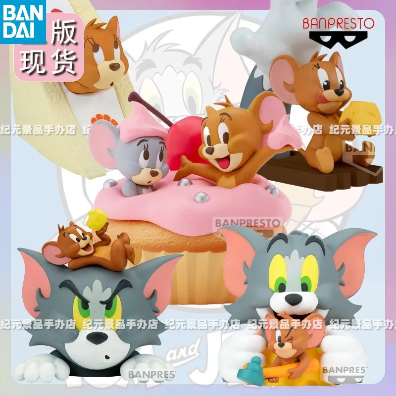 

Bandai Banpresto Original Tom and Jerry Figure Cute Mouse Cartoon Model Desktop Ornament Collectible Anime Action Figure Toy
