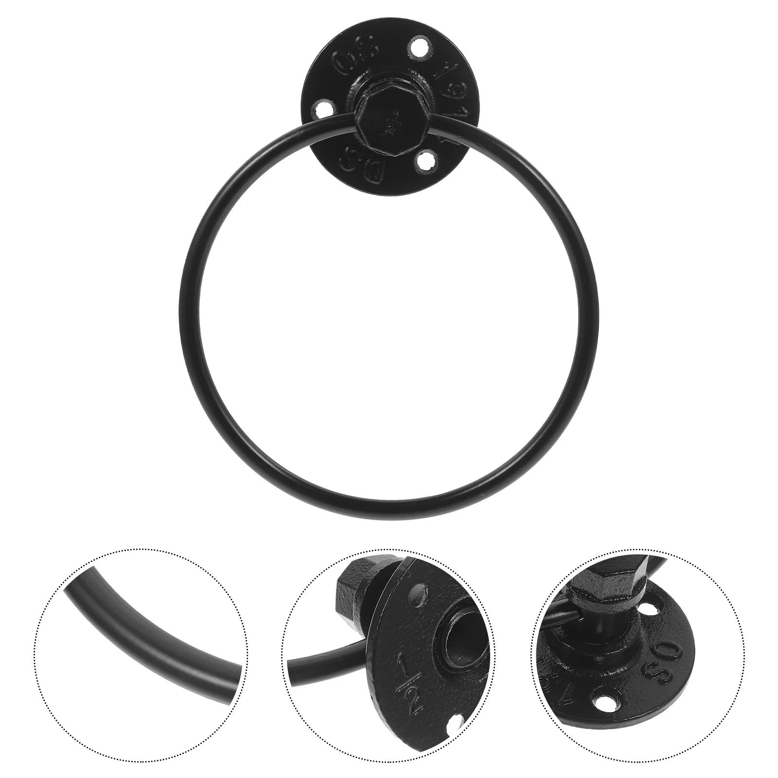 

Vintage Iron Towel Ring Wall Mounted Bathroom Towel Holder Industrial Style Quick Drying Space Saving Organizer