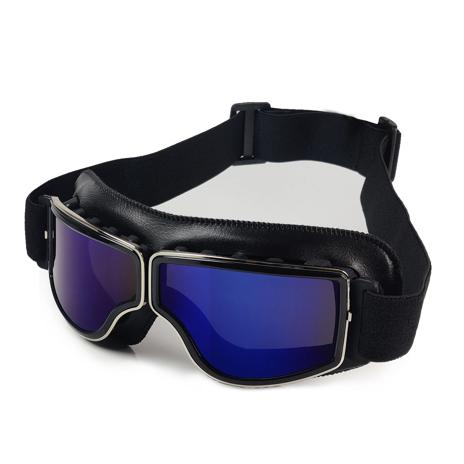 Retro Leather Moto Glasses - Foldable Windproof, UV Sunglasses, Universal Helmet Fit, Biker Accessories