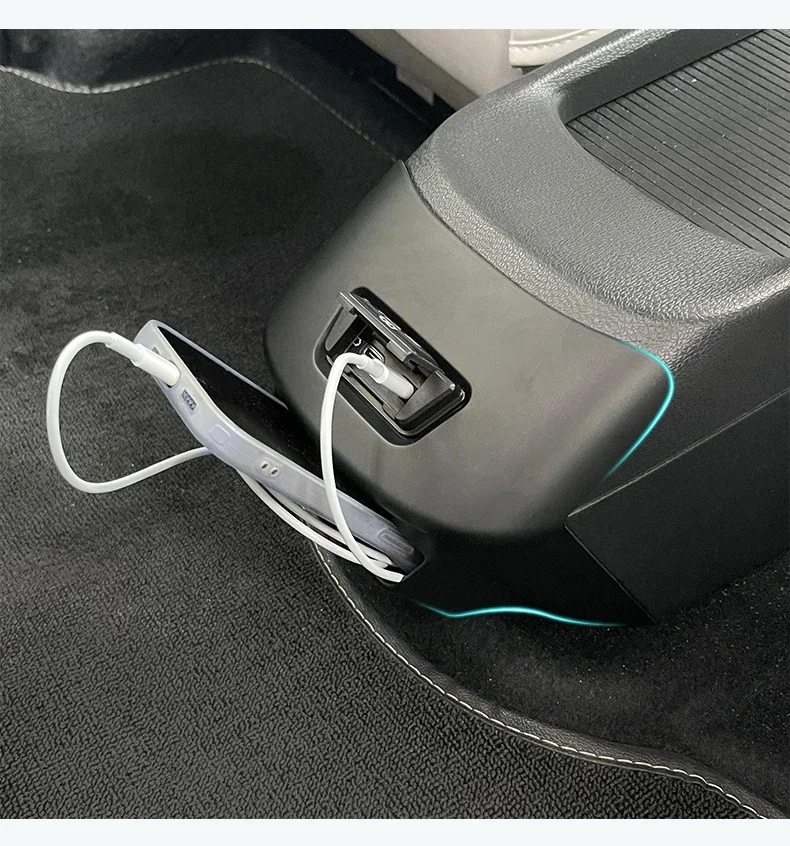

For Volkswagen ID.3 Car Modified Center Console Armrest Box Rear Central USB Panel Storage Box Decorative Supplies Accessories