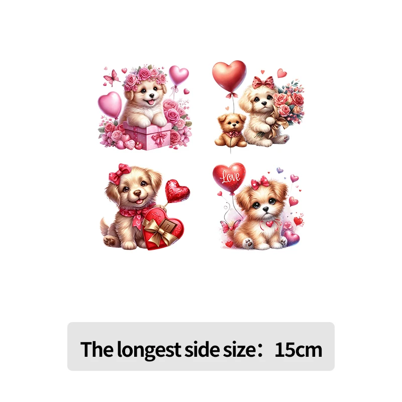 Heat transfer printing children's clothing cute smile puppy love balloons and flower patterns hot stamping accessories stickers