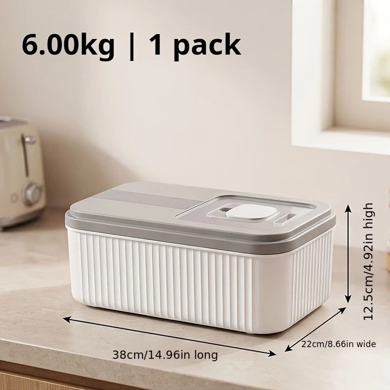 Airtight Sliding Rice Storage Bucket with Insect Box, Moisture Proof Kitchen Grain Container-【6kg】