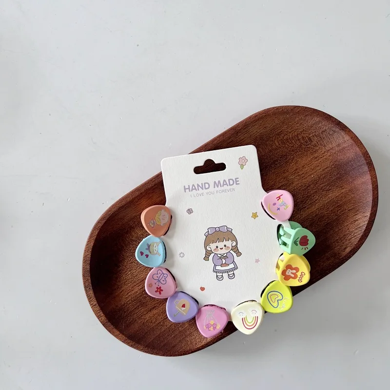 Afbeelding 6: 10 Stuks Mini Haarspeldjes Voor Meisjes Koreaanse Cartoon Veelzijdige Haaraccessoires Voor Kinderen Print Leuke Kawaii Haarspeld Modieus