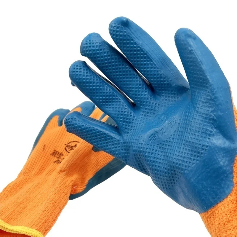 1 Pair Professional Safety Supplies Embossed Latex Working Protective Glove Men Flexible Nylon Or Polyester Safety Work Gloves