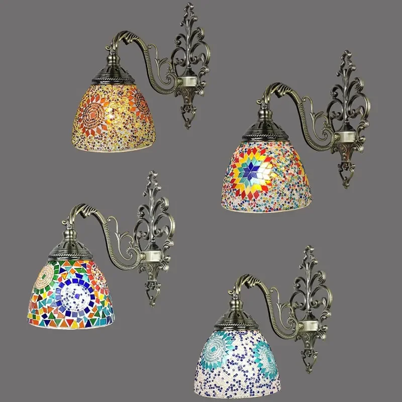 

Mediterranean Wall Lamp Creative Handmade Glass Home Decor for Bar Cafe Parlor Dinning Room Corridor Lightings Fixture Luminaria