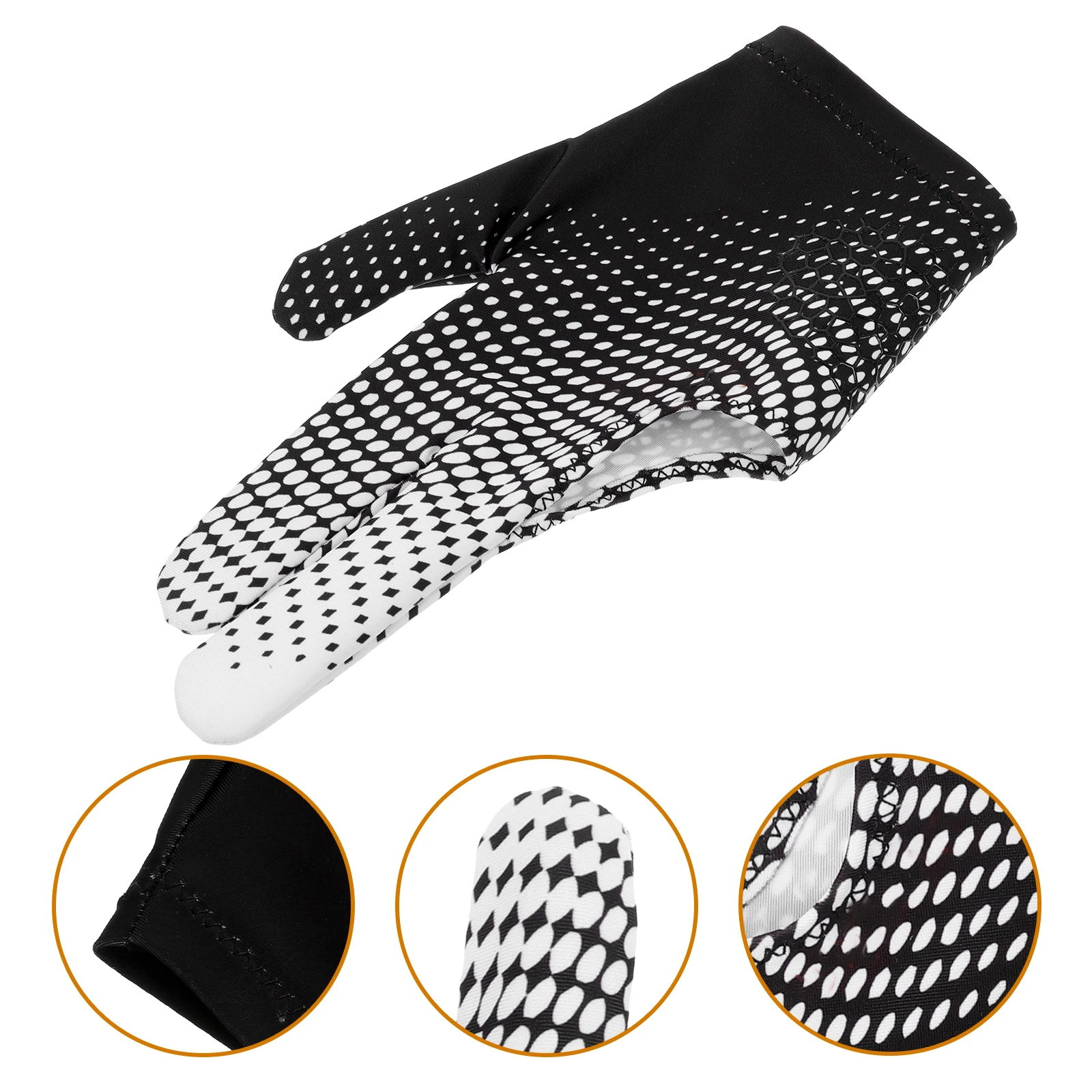 

1pc AntiSlip 3Finger Billiards Glove Pool Snooker Gloves Lightweight Comfortable Elastic Wrist Fit Hand Black Color