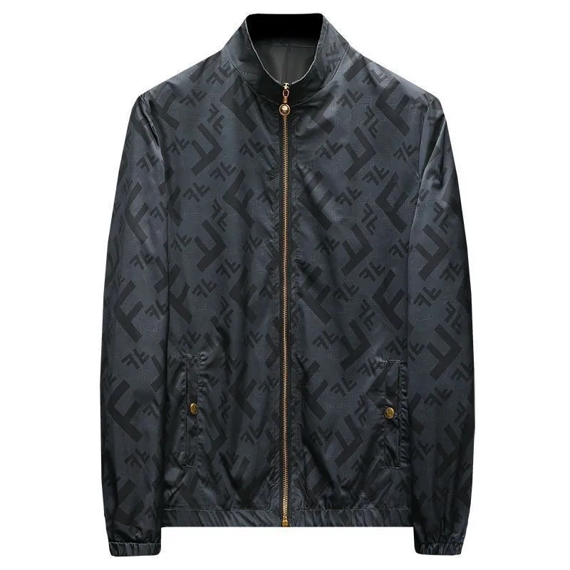 

Мужская куртка-бомбер с воротником-стойкой, весна-осень, премиум-класса, легкая, трендовая, с принтом, повседневная, молодежная