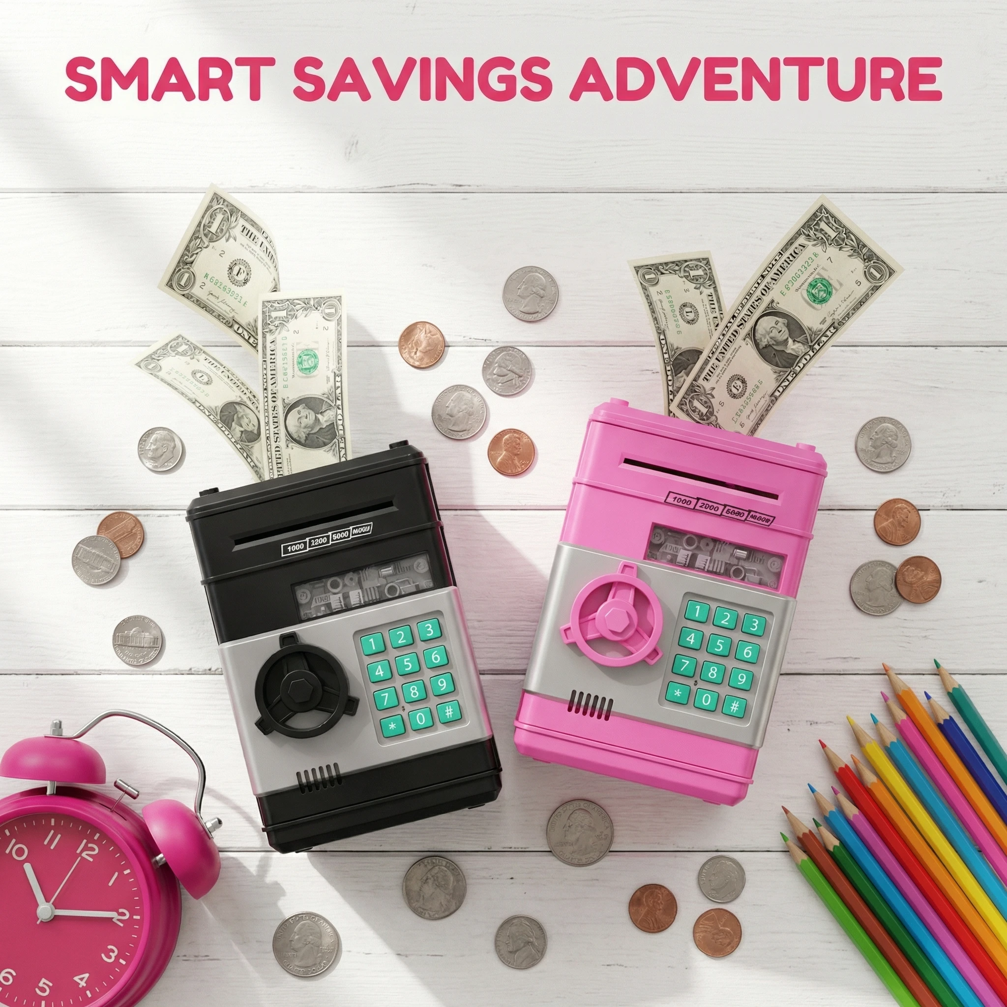 Creative Piggy Bank Automatic Mini Safe Coins Cash Saving Money Box Password Counter Code Key Lock Coin Bank ATM Child Gift