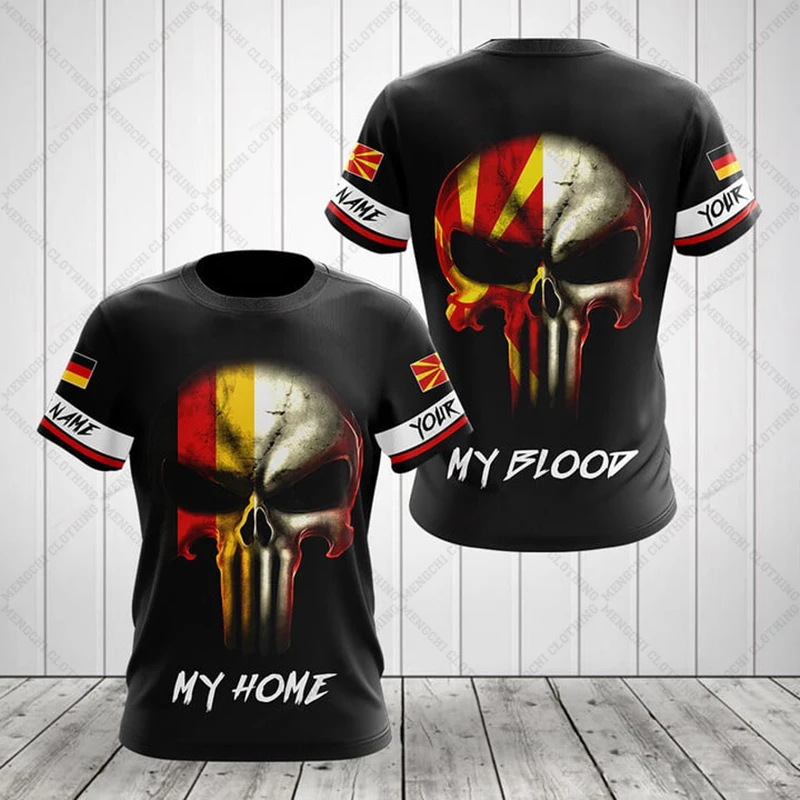North Macedonia Emblem Customized T-shirts Loose Boys Streetwear Short Sleeve Tops Men\'s Fashion Sportswear Oversized Tees