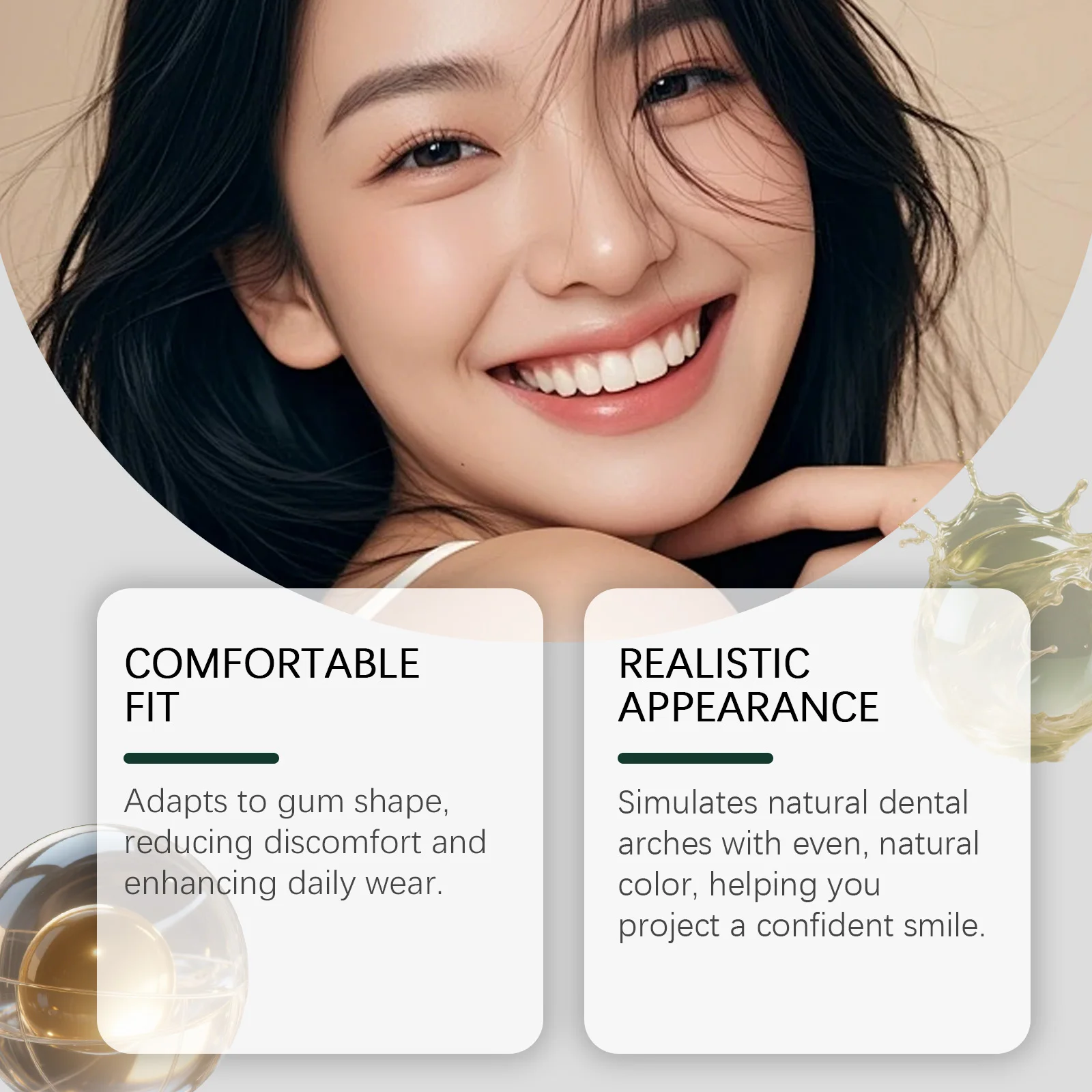 Full Denture Premium Dental Care Kit With Special Cleaning Brush Realistic Gums Tone Fix Gap Upper Lower False Teeth Veneers Set