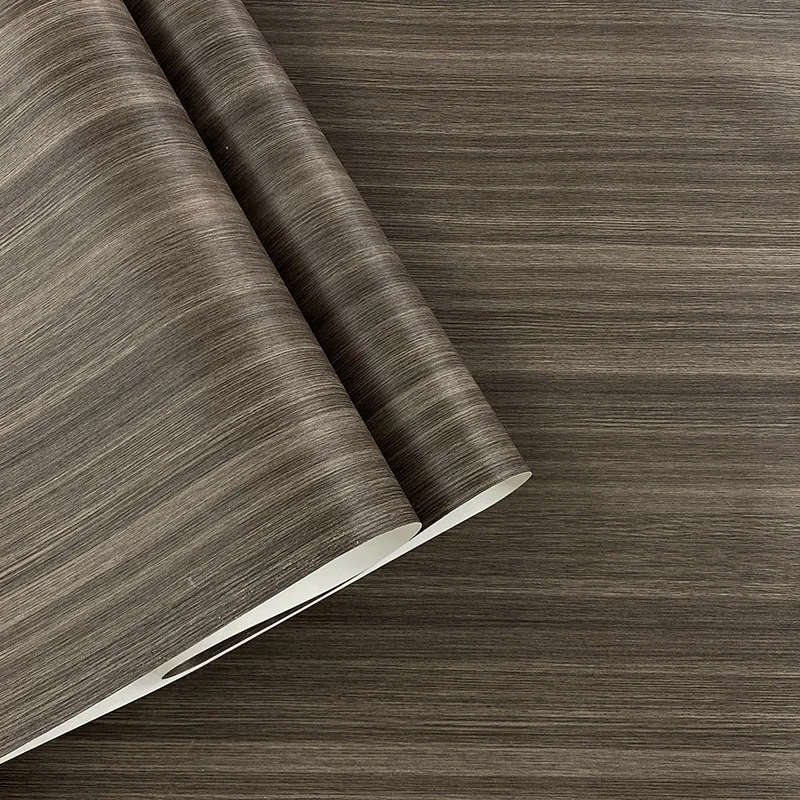 Papel tapiz decorativo de grano de madera simulado de estilo chino, Color madera Natural, estudio, sala de té, pared de fondo, PVC, impermeable, no