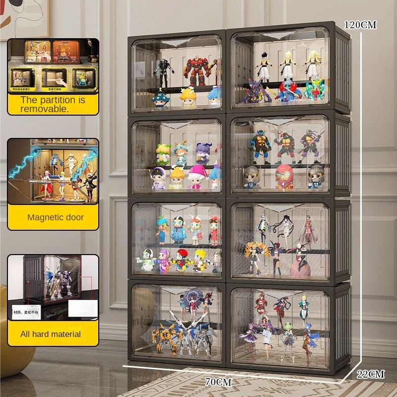[All Hard Material] Handheld Figure Display Cabinet Pop Mart Storage Display Box Lego Shelf Transparent Toy Box