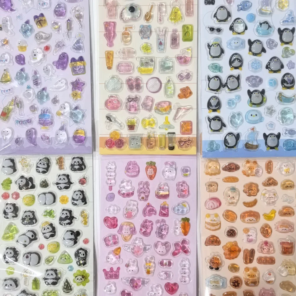 

3D-наклейки с рельефным изображением для детей, креативные мультяшные наклейки с блестками и кристаллами, забавные объемные наклейки, декоративные наклейки со стразами