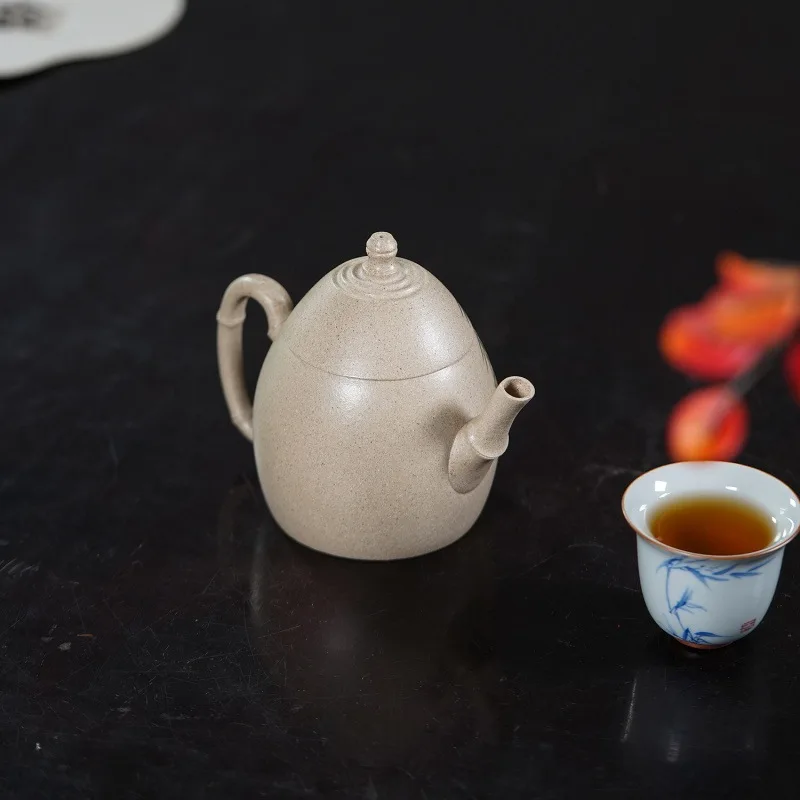 Yixing Zisha Teapot Raw Ore White Duan Clay Bamboo Shoot Design Master Handmade Kung Fu Brewing Teapot Home Tea Set Gift