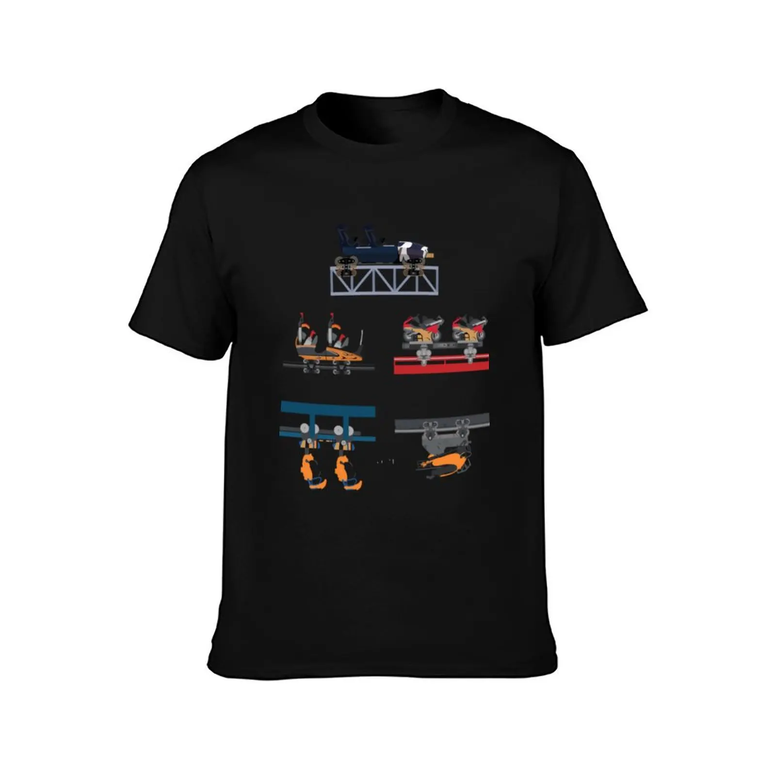 Flamingo Land Coaster Cars Design - with Sik! \t T-Shirt Summer Casual Cotton Tee Oversized Streetwear Tops Unisex Men Women