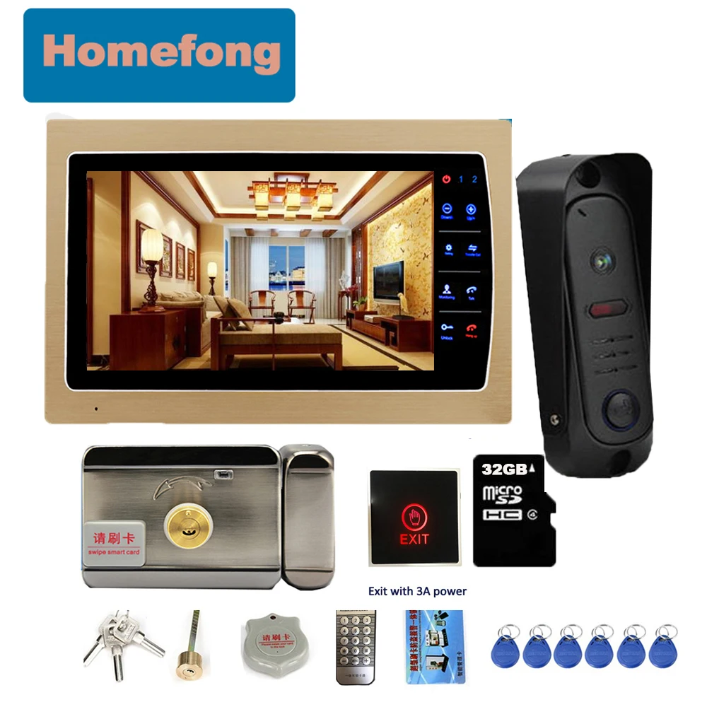 

Homefong Home Intercom System Video Door Phone 7 Inch Doorbell Camera with Unlock IR Cut Leds Day Night Waterproof