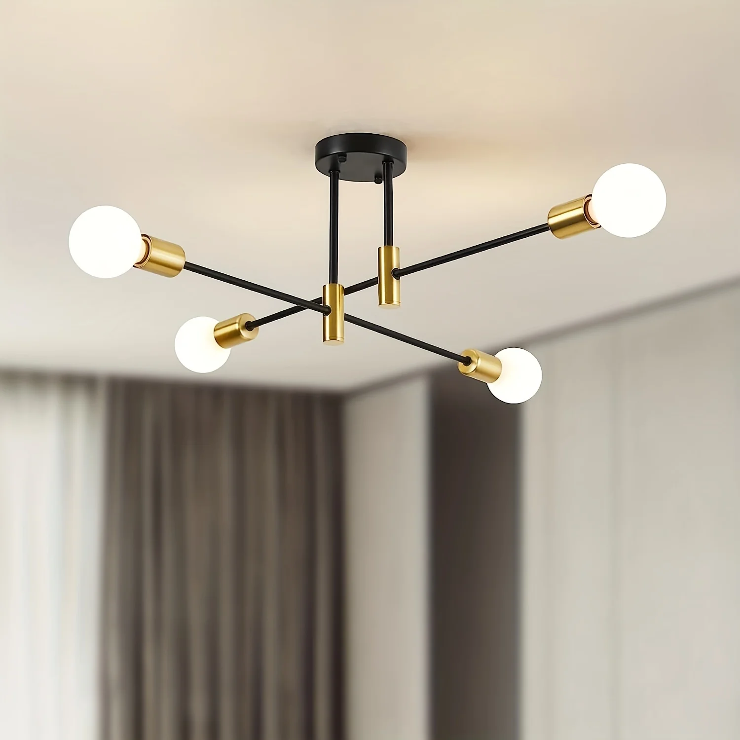 Ceiling Light,Without Bulb, Modern Industrial Pendant Light,for Living Room, Dining Room, Bedroom, Kitchen, Cafe, Black