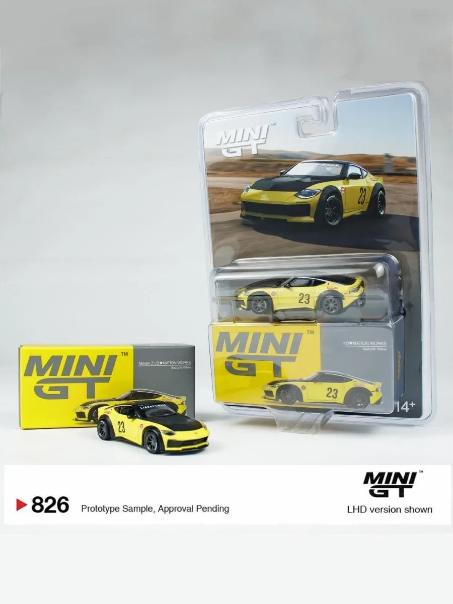 

ТСМ МИНИГТ 1:64 ЛБ ★ NATION WORKS Ikazuchi Yellow minigt 826 BL, блистерная упаковка, литая под давлением модель автомобиля из сплава, коллекция подарок