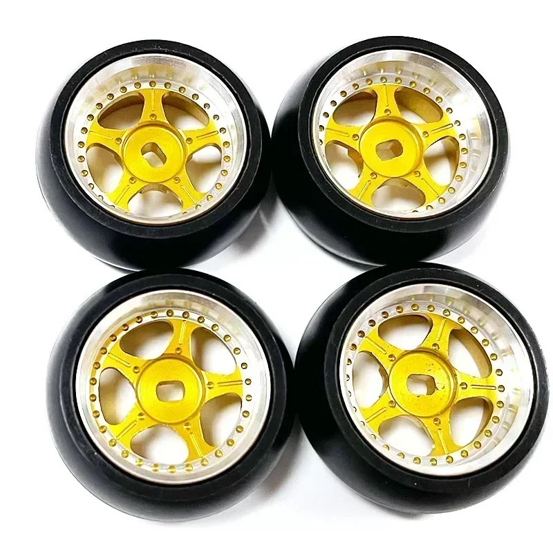 4個入り RCラバードリフトタイヤ ハードアルマイトホイールリム Wltoys K969 K989 P929 1/28スケール RCカー交換用アクセサリーパーツ
