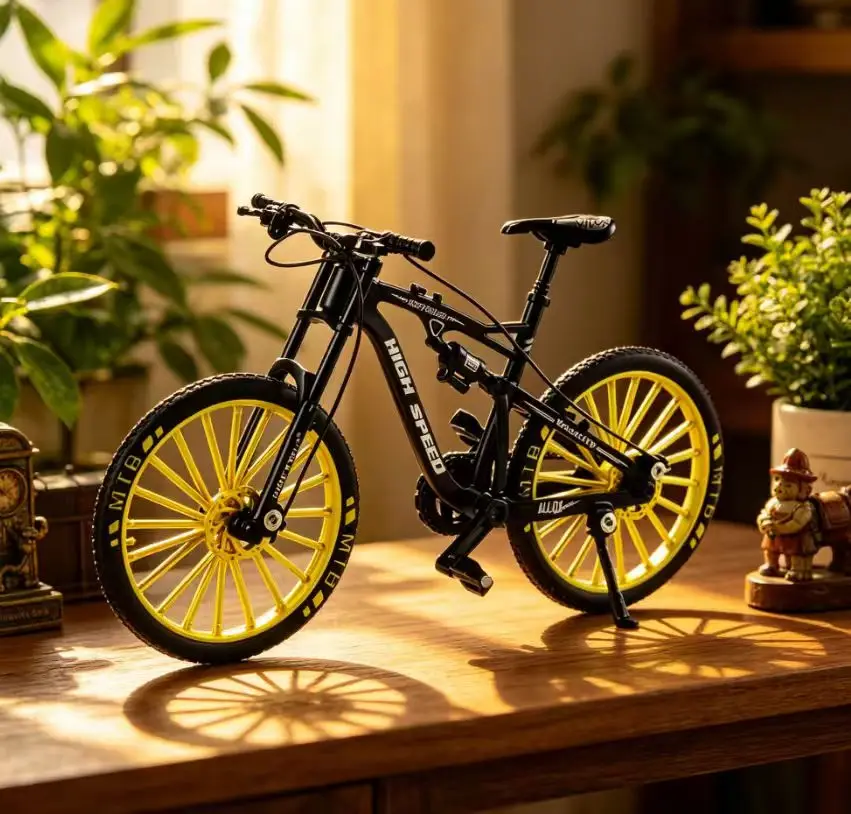 Simulation Mountain Bike Model Ornament, Mini MTB Bicycle Tabletop Decor, Metal Craft Home Office Display Collectible Gift