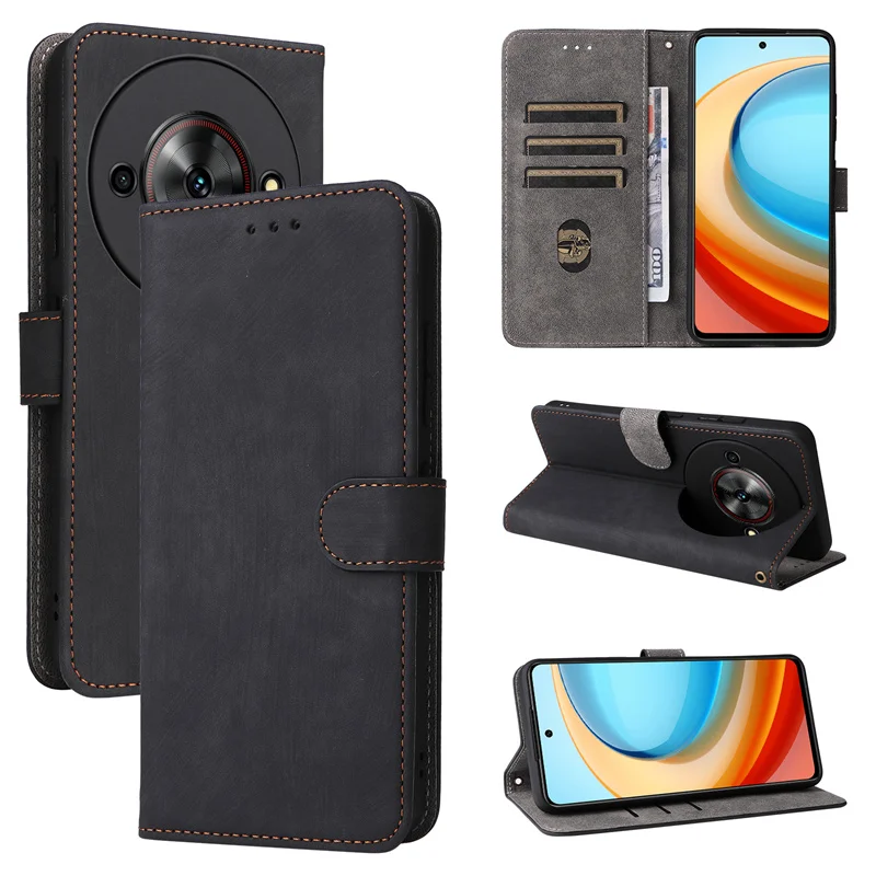 For ZTE Nubia Focus 5G Case stereoscopic lines Premium Leather Wallet Leather Flip Case For ZTE Nubia Focus 5G NX302J Phone Case