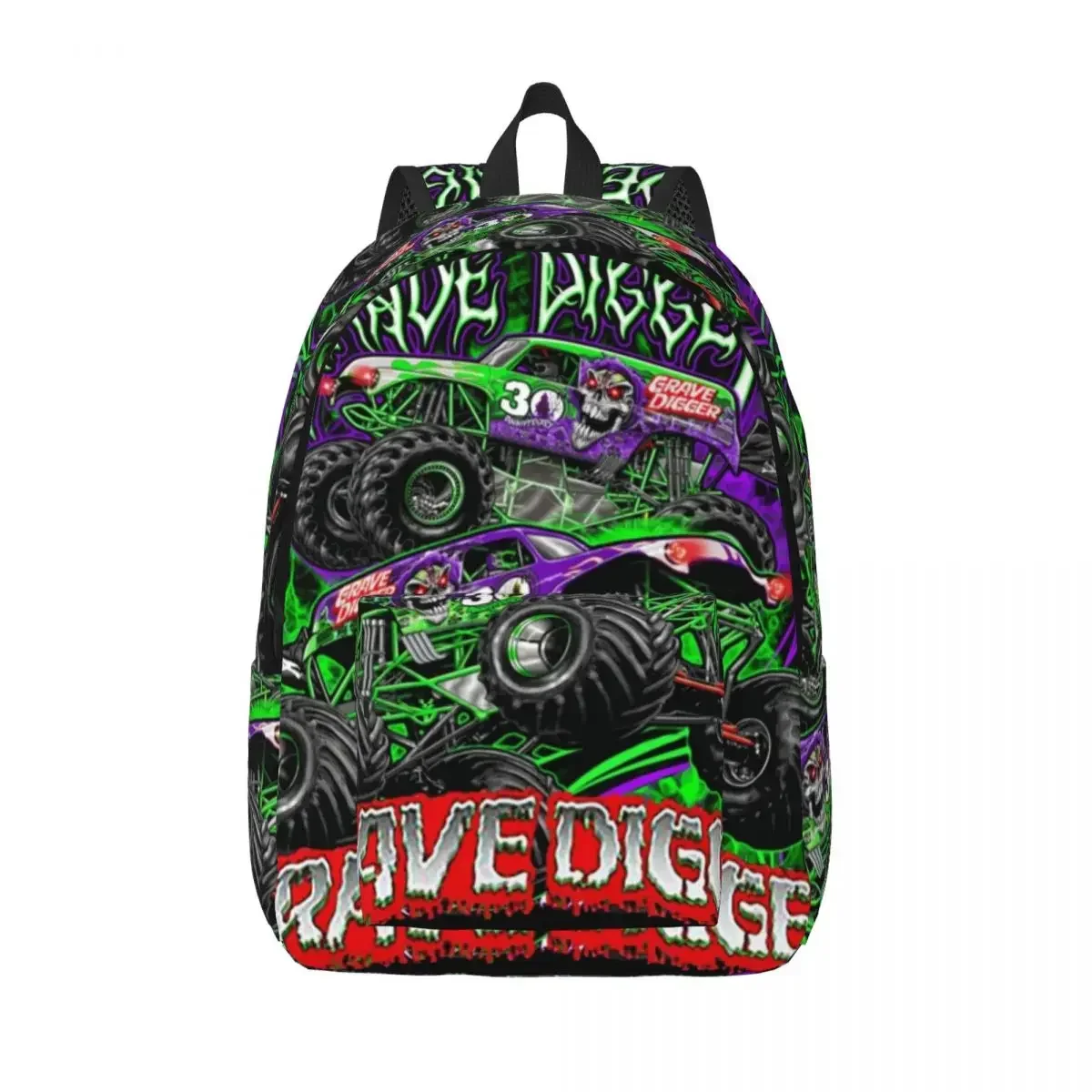 Monster Jam Truck Backpack Grave Digger Unisex Polyester Outdoor Style Backpacks Christmas Gift Kawaii High School Bags Rucksack