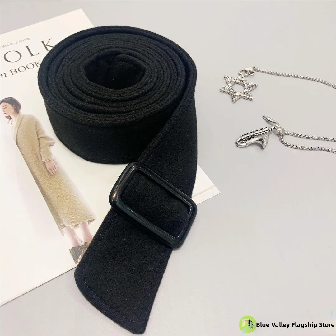 

Двусторонний шерстяной пояс унисекс: женский и мужской, универсальный, с узлом, длинный, широкий, декоративный, осенне-зимний, двухслойный, шерстяной