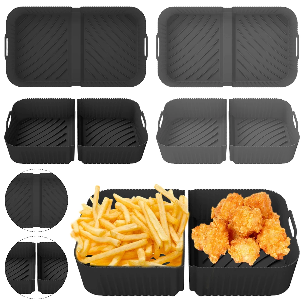 Airfryer Silicone Pot Baking Tray Nonstick Rectangular Air Fryer Liners Easy Cleaning Oven Baking Tray For Air Fryer AF500