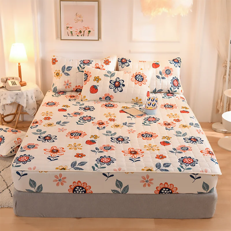 Waterproof Mattress Cover Cartoon Fitted Sheet For Home Bedroom Bed Pad Protector For Families With Pets Children 90X200 180X200