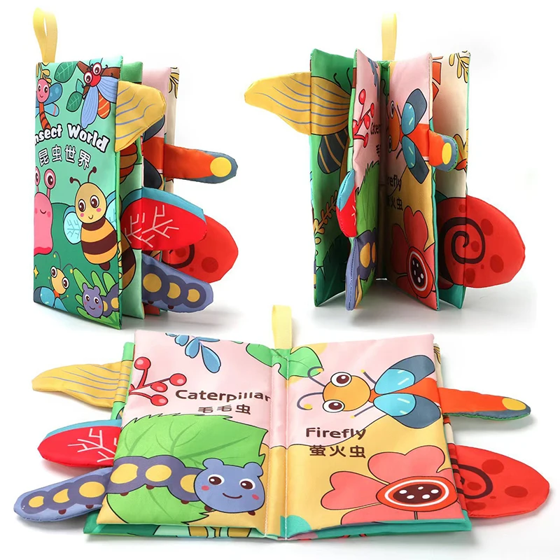 Crinkle Cloth Book Newborn Infant Teether Toy Early Development Stroller Toys Multidimensional Cognitive Children Fun Book