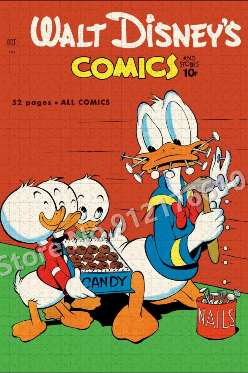 Disney Comics Donald Duck Jigsaw Puzzle 300/500/1000 Pieces Wooden Puzzle Cartoon Anime Diy Educational Toys Family Game Gifts