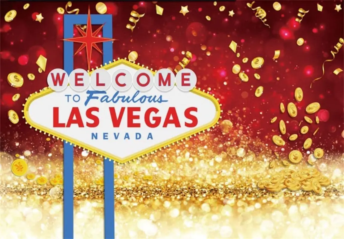 Las Vegas Party Backdrop Welcome to Las Vegas Casino Night Poker Photography Background Birthday Banner Decoration Baby Shower