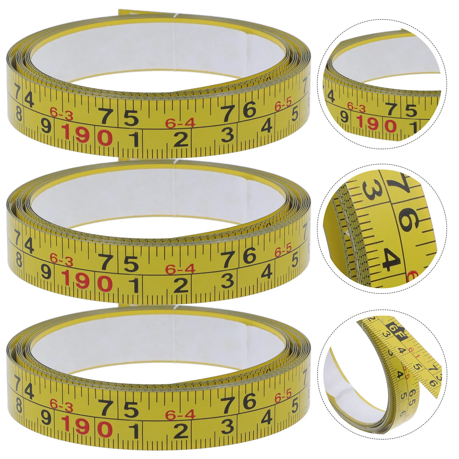 Adhesive Backing Steel Ruler Tape Peel and Stick Dual Scale Metric Imperial Precision Measuring Tool Bright Yellow for Workbench